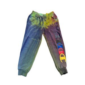 Champion Youth Tie-Dye Sweatpants S Multicolor Fleece Athletic Wear Joggers Vibr